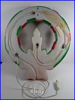 Vintage Empire Christmas Lighted Wreath Candle Plastic Blow Mold Hanging Tested