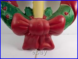Vintage Empire Christmas Lighted Wreath Candle Plastic Blow Mold Hanging Tested