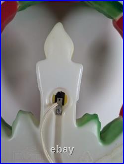 Vintage Empire Christmas Lighted Wreath Candle Plastic Blow Mold Hanging Tested