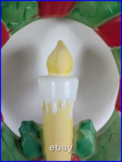 Vintage Empire Christmas Lighted Wreath Candle Plastic Blow Mold Hanging Tested