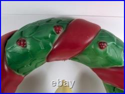 Vintage Empire Christmas Lighted Wreath Candle Plastic Blow Mold Hanging Tested