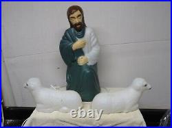 Vintage Empire Christmas Nativity Shepherd & 2 Sheep/Lamb Tabletop Blow Molds