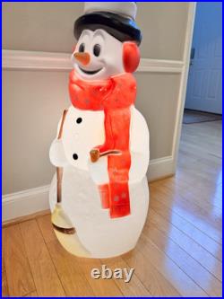 Vintage Empire Christmas Snowman 40 With Pipe & Broom Lighted Blow Mold WORKS