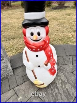 Vintage Empire Christmas Snowman 40 With Pipe & Broom Lighted Blow Mold WORKS