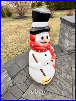 Vintage Empire Christmas Snowman 40 With Pipe & Broom Lighted Blow Mold WORKS