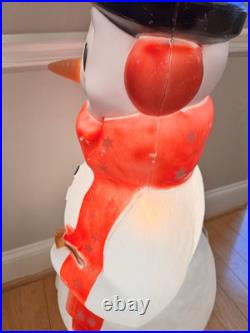 Vintage Empire Christmas Snowman 40 With Pipe & Broom Lighted Blow Mold WORKS