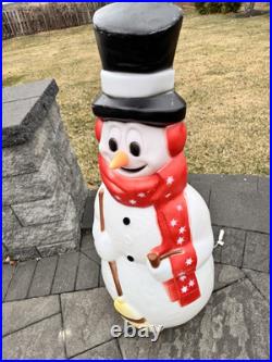 Vintage Empire Christmas Snowman 40 With Pipe & Broom Lighted Blow Mold WORKS