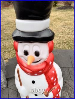 Vintage Empire Christmas Snowman 40 With Pipe & Broom Lighted Blow Mold WORKS