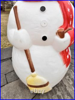 Vintage Empire Christmas Snowman 40 With Pipe & Broom Lighted Blow Mold WORKS