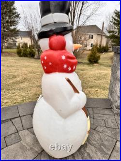 Vintage Empire Christmas Snowman 40 With Pipe & Broom Lighted Blow Mold WORKS