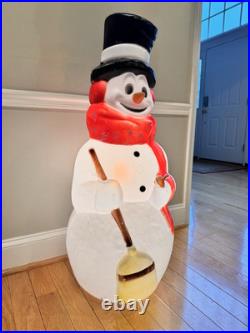 Vintage Empire Christmas Snowman 40 With Pipe & Broom Lighted Blow Mold WORKS