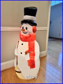 Vintage Empire Christmas Snowman 40 With Pipe & Broom Lighted Blow Mold WORKS