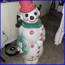 Vintage Empire Christmas Snowman Wreath/Candy Cane Blow Mold 46 Tall