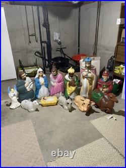Vintage Empire Complete Nativity Set 12 Piece Christmas Lighted Blow Mold