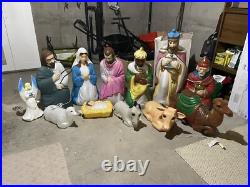 Vintage Empire Complete Nativity Set 12 Piece Christmas Lighted Blow Mold