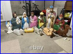 Vintage Empire Complete Nativity Set 12 Piece Christmas Lighted Blow Mold