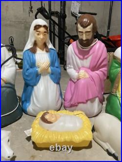 Vintage Empire Complete Nativity Set 12 Piece Christmas Lighted Blow Mold
