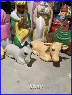 Vintage Empire Complete Nativity Set 12 Piece Christmas Lighted Blow Mold