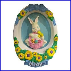 Vintage Empire Easter 17.5 Egg Rabbit Bunny & Basket of Flowers Blow Mold 1995