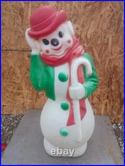 Vintage Empire Frosty Hobo Snowman Blow Mold Christmas Decor USA 34 Inch