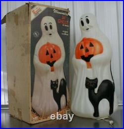 Vintage Empire Ghost Black Cat Pumpkin Halloween 35 Plastic Blow Mold Light BOX