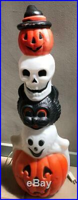 Vintage Empire Halloween 32 Totem Blow Mold Black Cat Ghost Skull Pumpkin JOL