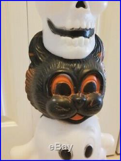 Vintage Empire Halloween 32 Totem Blow Mold Black Cat Ghost Skull Pumpkin JOL