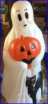 Vintage Empire Halloween 34 Ghost Blow Mold Lighted with Black Cat and Pumpkin