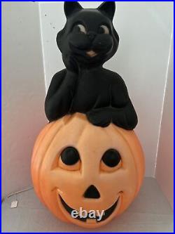 Vintage Empire Halloween Black Cat Pumpkin Light Blow Mold Works Approx 36