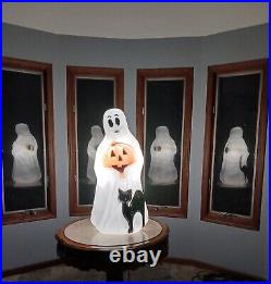 Vintage Empire Halloween Lighted Blow Mold Ghost Pumpkin Black Cat 34