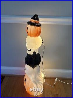 Vintage Empire Halloween Totem Pumpkins Ghost Cat Skull 32 Lighted Blow Mold