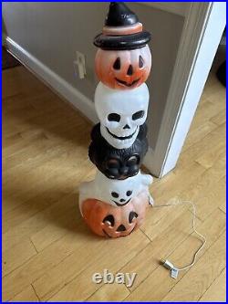 Vintage Empire Halloween Totem Pumpkins Ghost Cat Skull 32 Lighted Blow Mold