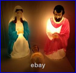 Vintage Empire Lighted Blow Mold NATIVITY SET Mary Joseph Baby Jesus 1368 WORKS