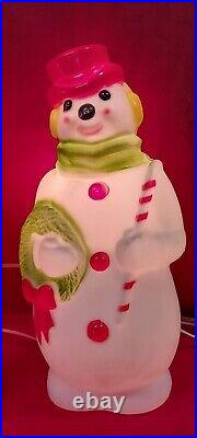 Vintage Empire Lighted Blow Mold Santa, Snowman, NOEL Candle 13
