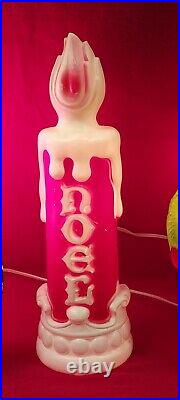 Vintage Empire Lighted Blow Mold Santa, Snowman, NOEL Candle 13