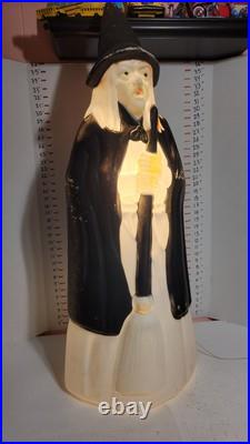 Vintage Empire Lighted Halloween Wicked Witch With Broom Blow Mold 39 Tall