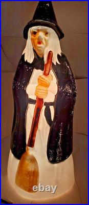 Vintage Empire Lighted Halloween Wicked Witch With Broom Blow Mold 39 Tall