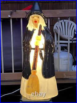 Vintage Empire Lighted Halloween Wicked Witch With Broom Blow Mold 39 Tall