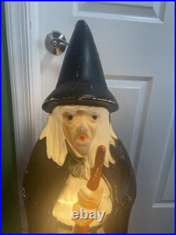 Vintage Empire Lighted Halloween Wicked Witch With Broom Blow Mold 39 Tall