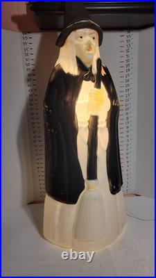 Vintage Empire Lighted Halloween Wicked Witch With Broom Blow Mold 39 Tall