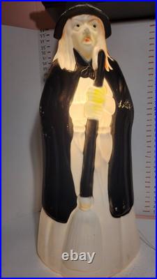Vintage Empire Lighted Halloween Wicked Witch With Broom Blow Mold 39 Tall