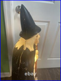 Vintage Empire Lighted Halloween Wicked Witch With Broom Blow Mold 39 Tall