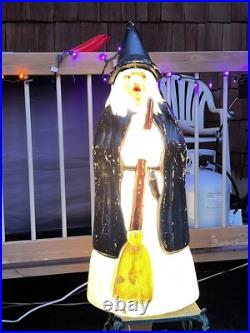 Vintage Empire Lighted Halloween Wicked Witch With Broom Blow Mold 39 Tall