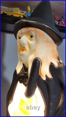 Vintage Empire Lighted Halloween Wicked Witch With Broom Blow Mold 39 Tall