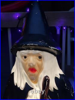 Vintage Empire Lighted Halloween Wicked Witch With Broom Blow Mold 39 Tall