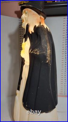 Vintage Empire Lighted Halloween Wicked Witch With Broom Blow Mold 39 Tall