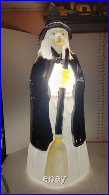Vintage Empire Lighted Halloween Wicked Witch With Broom Blow Mold 39 Tall
