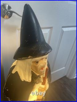 Vintage Empire Lighted Halloween Wicked Witch With Broom Blow Mold 39 Tall