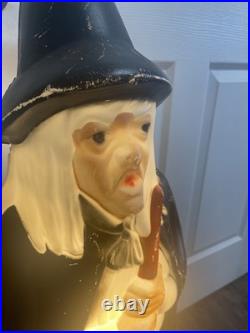 Vintage Empire Lighted Halloween Wicked Witch With Broom Blow Mold 39 Tall