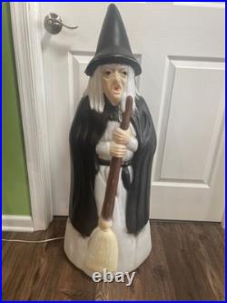 Vintage Empire Lighted Halloween Wicked Witch With Broom Blow Mold 39 Tall